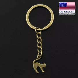 Jumping Cat Bronze Pendant Keychain Gift Key Chain