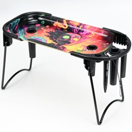 Metal Tray，8.6" x 3.9"King Size Foldable Metal Plates& 1 1/4 Size， Decorative Trays with Stand Brush (R03)