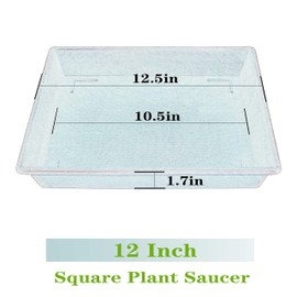 Square Plant Saucer 12 Inch 2 Pack 6 8 10 12 14 16 18 20 Inch, Plant Trays for Pots Heavy Duty Plastic Plant Saucers for Indoors Outdoors, Flower Pot No Holes Plant Drip Trays