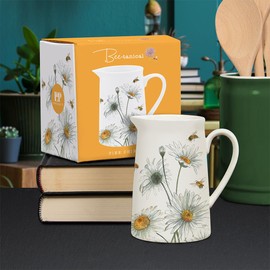 Lesser & Pavey British Designed Jug for Kitchen and Home | Lovely Printed Jug for Milk Water Juice and Other Needs | Bee Tanical Daisy Jug for Home & Office Kitchens - Sarah Boddy