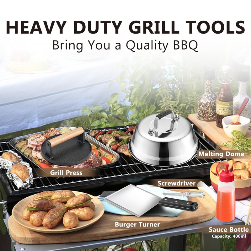 Griddle Accessories Smash Burger Kit (5Pcs), Joyfair Grill Spatula with