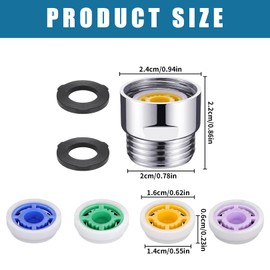2Psc Shower Flow Restrictor,Valve Pressure Reducer Limiter Set,4/5/6/7L/min with Flow G1/2 Water Saving Adapter,Universal Faucet Aerator Replacement Parts,for Tap Fixed Shower Head and Handheld