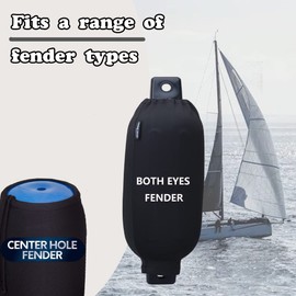 Searoam Boat Fender Covers 4-Pack,Black Polyester Fibre Marine Bumper Covers,Boat Fender Bumper Covers 23“x 6.5” for Double Eye Ribbed Fenders and do a Nice Job of Protecting Boat Fender