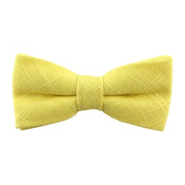 TigerTie - Toddler Baby Bow Tie Plain with Elastic Band 24 to 39 cm Neck Circumference Adjustable 100% Linen + Storage Box, lemon yellow