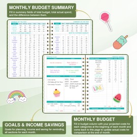 Budget Planner - Budget Book with Bill Organizer and Expense Tracker, 6.1" x 8.25", 12 Month Undated Finance Planner/Account Book to Take Control of Your Money, Start Anytime - Light Green