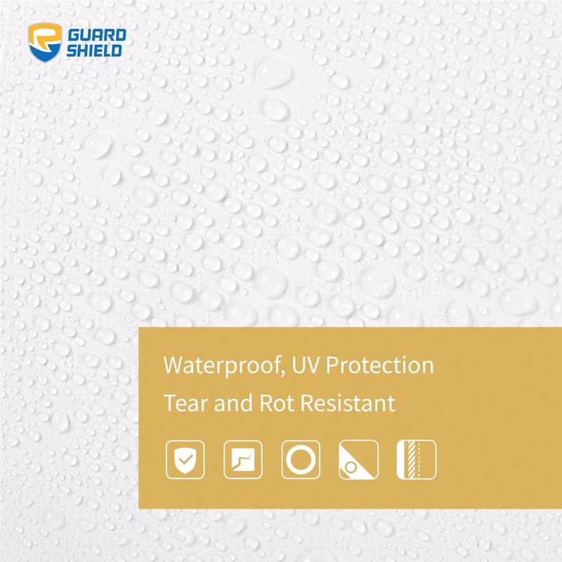 GUARD SHIELD White Tarps Heavy Duty Plus+ Waterproof 10x20 Feet,