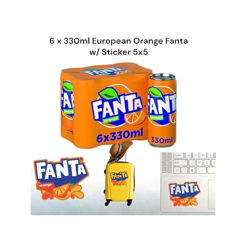 Original European FANTA Orange Flavor Soda Soft Drink- 6pack 330ml/each