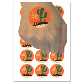 Saguaro Cactus Sonoran Desert Bull Skull Temporary Tattoo Water Resistant Fake Body Art Set Collection - 15 2" Tattoos (1 Sheet)