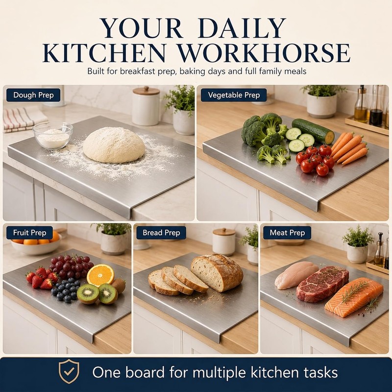 Stainless Steel Cutting Board with Lip for Kitchen，11.8×15.7in (B)