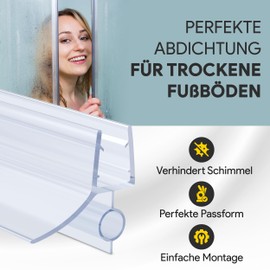 Shower Seal PVC Replacement Seal Shower Bathroom Type 18 200 cm Glass Thickness 6 mm