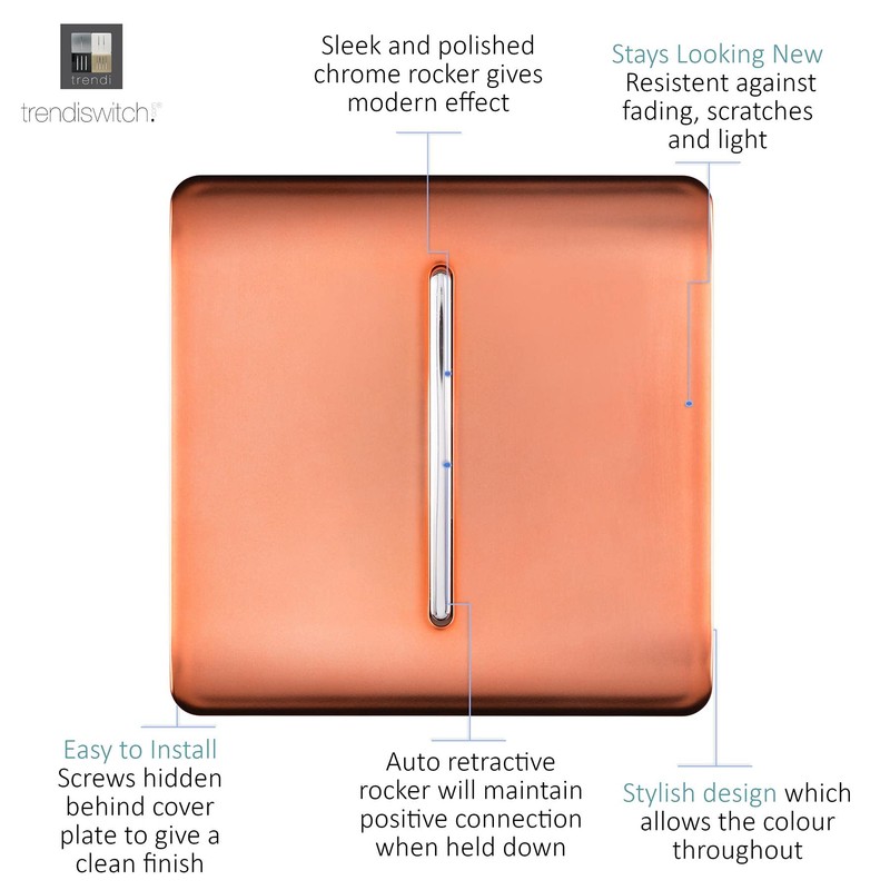 Trendi Artistic Modern 1 Gang Home Automation Switch Copper