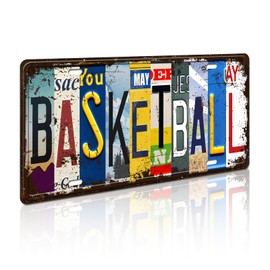 Vintage Metal Tin Signs Sports Wall Art Basketball Wall Decor for Bedroom, Living Room, Home Bar or Club for Sports Lovers, 6x12 Inch License Plate