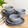 AmorArc Stoneware Dinnerware Sets,Round Reactive Glaze Ceramic Plates and Bowls