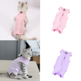 2 PCS Cat Recovery Suit for Spay Abdominal Wounds Female, Cat Onesie for Cats After Surgery, Cat Surgery Recovery Suit Kitten Onesie for Cats Anti Licking (Pure(2 PCS), Medium)
