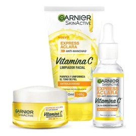 Kit Garnier Express Aclara: Serum, Crema y Gel con Vitamina C