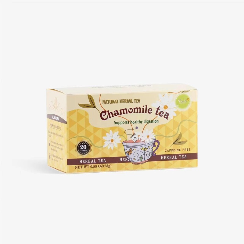 Vinis Chamomile Tea, Natural Herbal Tea, Caffeine Free, 20 Tea