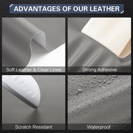 Leather Repair Kit for Furniture 16"x 31.5" Leather Tape Repair Patch Self Adhesive Sofa Vinyl Repair Patch Kit for Car Seat,Couch,Boat Seat,Chair - Gray