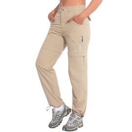 Little Donkey Andy Women's Convertible Zip Off Pants Quick Dry Stretch Hiking Travel Camping Pants Khaki XXL