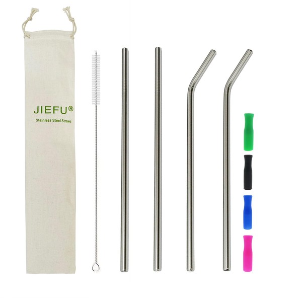 Stainless Steel Straws, 4pcs 12" Ultra Long 0.3" Wide Reusable Metal Drinking Straws with Cleaning Brush for 40oz Tall Tumblers