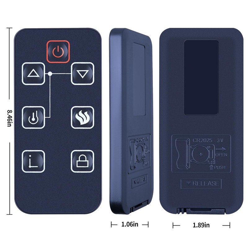 Replacement Remote Control for FEBO Flame Electric Fireplace 15IN-23-100 F15-I-005-031B