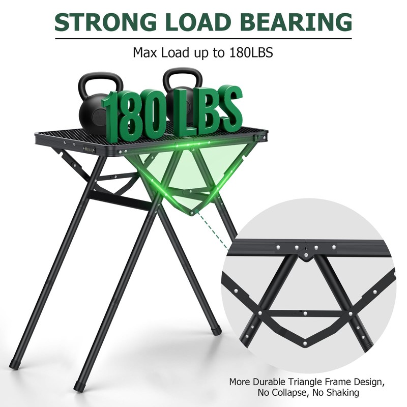 JiGiU Folding Camping Table Pinic Table Height Adjustable Foldable Table