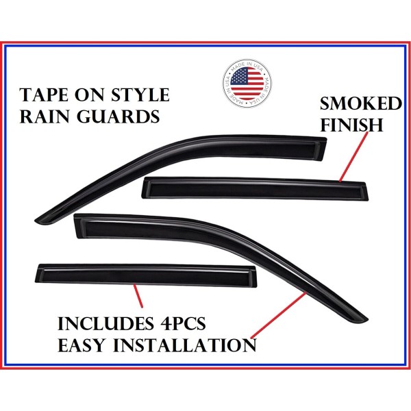 707MOTORING Fits Oldsmobile Alero 4DR 1999-2004 SMOKED Window Visors Rain