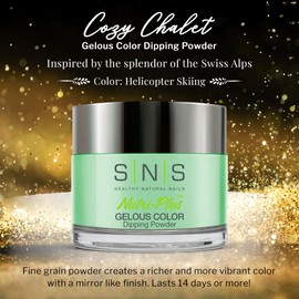 SNS Healthy Natural Nails SNS Nail Dip Powder, Gelous Color Dipping Powder - Helicopter Skiing (Green, Seafoam, Cream) - Long-Lasting Dip Nail Color Lasts 14 Days ?C Low-Odor & No UV Lamp Required - 1 oz