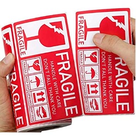 DREAM ART 2.76"x 5.12" Strong Adhesive Fragile Stickers 1 Roll 250 (Handle with Care,Don't Fall,Thank You) Labels for Shipping and Movingï¼1rollï¼â¦