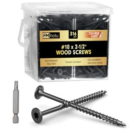 #10 x2-1/2 Deck Screws, 316Pcs Star Drive Wood Screws, Rust Resistant Timber Screws for Timber/Log/Landscaping Wood, T25 Star Bit Included, Black