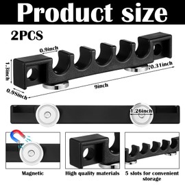 Soulchen 2 Pack Magnetic Gun Rack, Rifle Safe Organizer for Gun Storage, Magnetic Rifle Shotgun Barrel Rest Holder Fishing Rod Holder for Wall Mount Truck Garage Door, 5 Notches