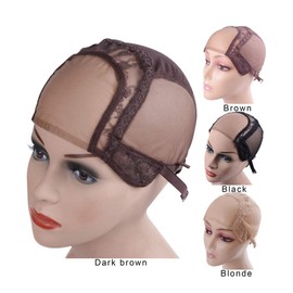 4 x 4 U-Part Lace Wig Caps for Making Wigs with Adjustable Straps Wig Caps for Making Wigs (Dark Brown, S, 52 cm)
