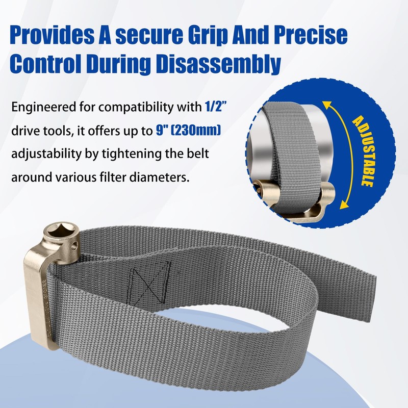 Eudaimonia Heavy Duty Filter Strap Wrench - Oil Filter Strap