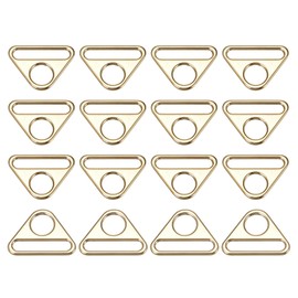 uxcell Triangle Buckle Adjuster, 16Pcs 1-1/2 Inch Triangle D Rings Adjuster Triangle with bar Swivel Clip for Webbing Bag Strap, Gold Tone