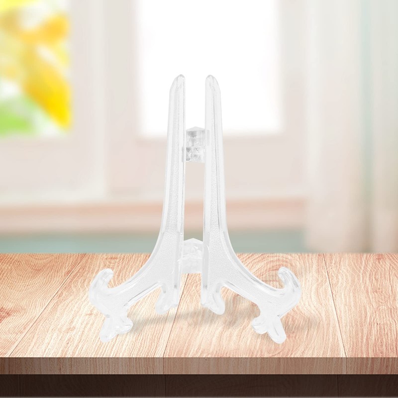Litoexpe 24 Pcs 4 Inch Clear Plastic Easels Plate, Picture
