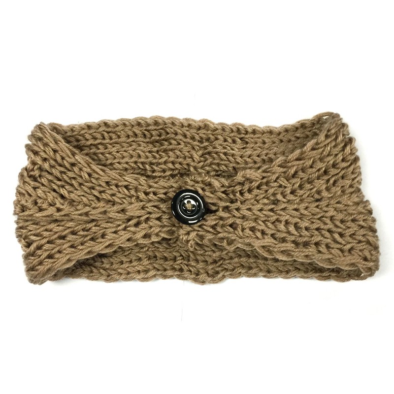 Wrapables Winter Warm Thick Cable Knit Headband, Khaki