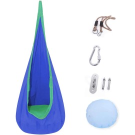 TOPIND Kids Pod Swing Seat Blue Green Hammock Chair Hanging Kit for Outdoor Courtyard Bedroom Versatile Whole Outdoor Furnituresize: 150x70cm, color: Green