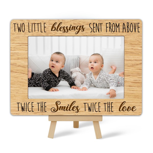 patcate Picture Frames 4x6, Twins Baby Items Gifts Wooden Photo