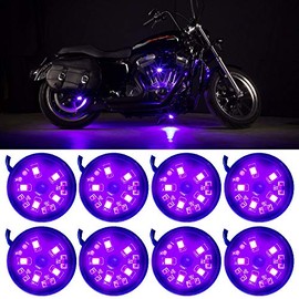 LEDGlow 8pc Purple LED Pod Lighting Kit for Motorcycles ATVs & Quads - Waterproof - Solid Color Illumination - Ultra-Bright Wide Angle SMD LEDs - Includes On/Off Power Switch