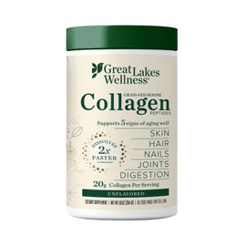 Great Lakes Wellness Collagen Peptides Powder for Skin, Hair, Nails, Joints & Digestion - Unflavored - Quick Dissolve Hydrolyzed, Non-GMO, Keto, Kosher - 10 oz