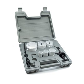 Benchmark Abrasives Electrician Bi-Metal 8 Pcs Hole Saw Kit with Mandrel, Cobalt Drill Hole Cutter for Wood, Ferrous or Non-Ferrous Metals, Rubber, Drywall, PVC Pipes - (Electrician)