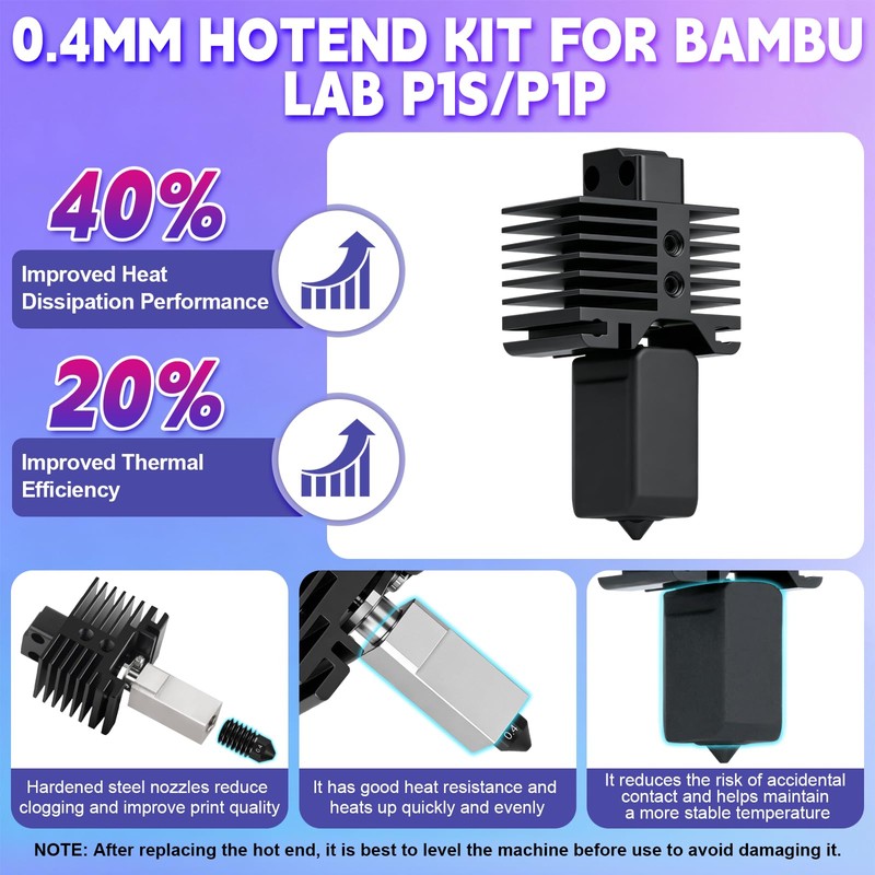 Hotend Kit for Bambu Lab P1P/P1S, 3D Printer Hot End