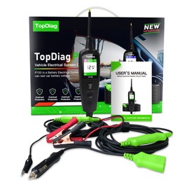 TopDiag P100 Automotive Circuit Tester 12V 24V Power Circuit Probe Tester, Automotive Electrical Test Tool Kit AC DC Digital Voltage Tester, Auto Diagnostic Kit (P100 2M)