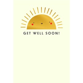 Get Well Soon Greeting Card with Smiling Sun Design, Cheerful Message