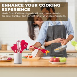 Plentur Silicone Spatula Set Kitchen Utensil Set - Heat Resistant, Non Stick, BPA-Free, Dishwasher Safe - Essential Silicone Cooking Utensils for Home Kitchen Supplies - 5 Item Utensil Set (Blue)