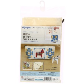 オリムパス製絲 北欧のかわいいクロスステッチ ペンケースダーラナホース