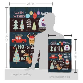 Breeze Decor Christmas Gathering Garden House Flag Kit Winter Santa Marry Xmas Present Reindeer Season Wintertime Snow Decoration Banner Small Yard Gift Double-Sided, Made in USA