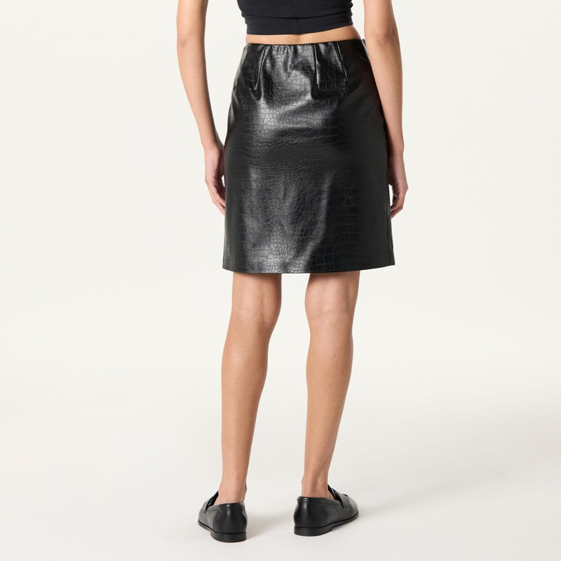 The Drop Ginger Pencil Skirt, Black Croc, S