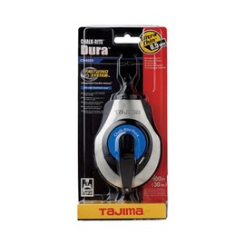 TAJIMA Chalk Line - Chalk-Rite Dura Chalk Box with Ultra Thin 0.5mm Snap Line & Integrated Handle Release - CR402S