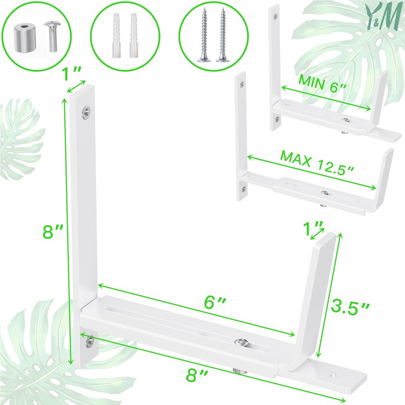 Y&M 6 Pack Adjustable Planter Brackets (6 to 12.5 in),