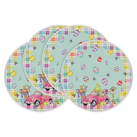 Arquiel Spring Easter Gnome Double Layer Round Placemats Set of 4, 14 Inch Washable Heat Resistant Cloth Placemats, Non Slip Indoor Outdoor Table Place Mats for Dining Kitchen Party Decoration